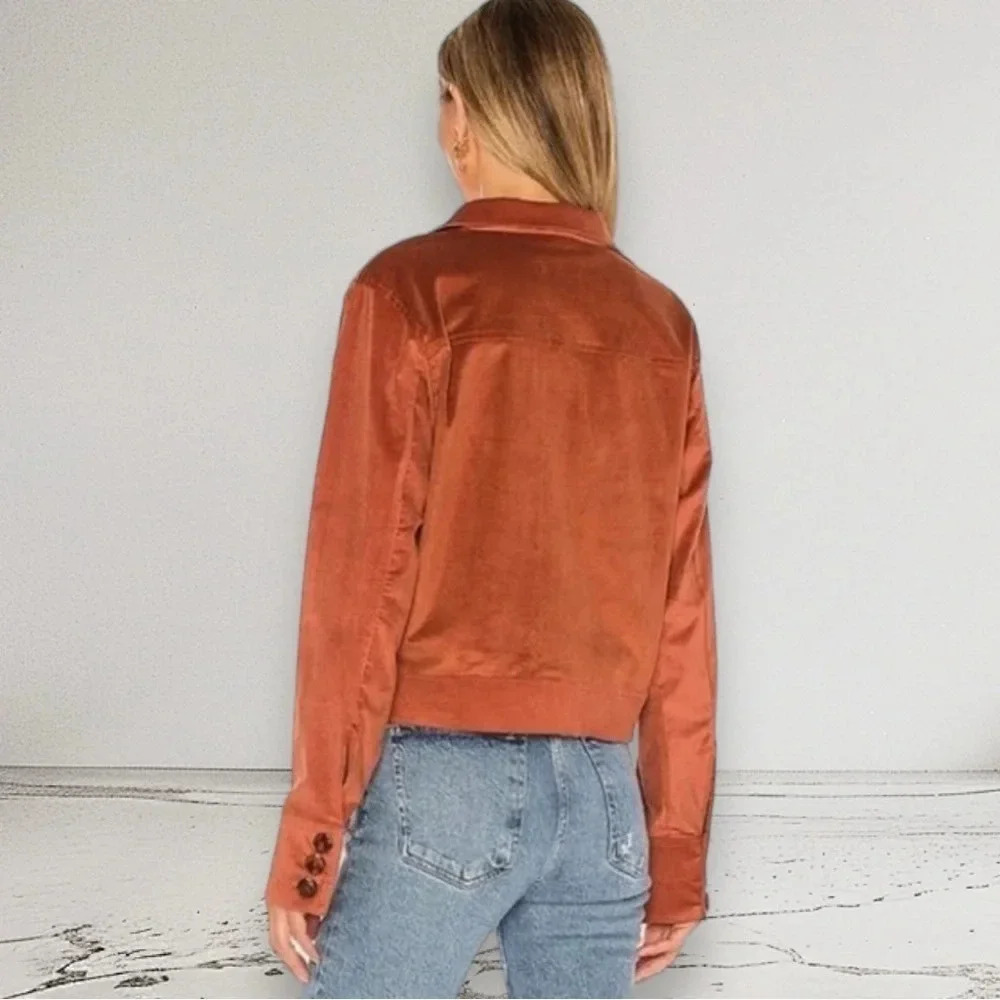 NWT REVOLVE ELLEJAY ELLIE VELVET JACKET in RUST size XS - Picture 7 of 8
